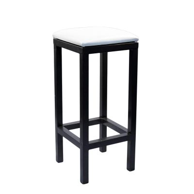 Image of Raw Steel Stool with White Seat